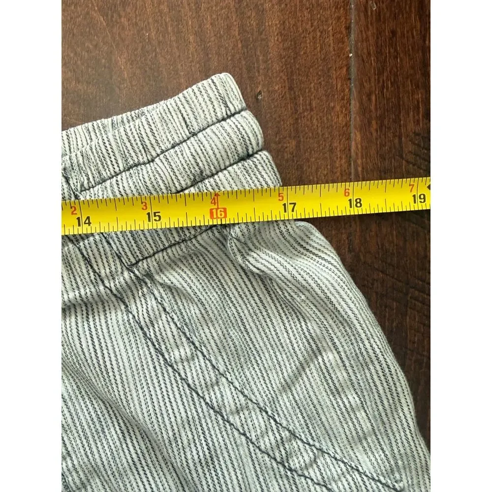 LANE BRYANT Women's Blue Grey Striped Drawstring Wide Leg Linen Pants 18 Coastal